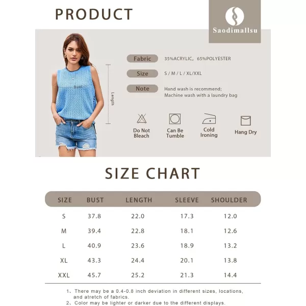 Saodimallsu Womens Summer Sleeveless Tank Tops Casual Crewneck Crochet Knit Color Block Side Split Loose ShirtsApricot