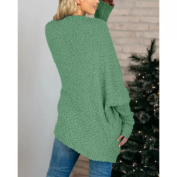 Saodimallsu Womens Chunky Popcorn Cardigan Oversized Open Front Boyfriend Batwing Long Sleeve Fuzzy Knit SweatersMint