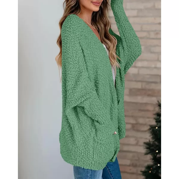 Saodimallsu Womens Chunky Popcorn Cardigan Oversized Open Front Boyfriend Batwing Long Sleeve Fuzzy Knit SweatersMint