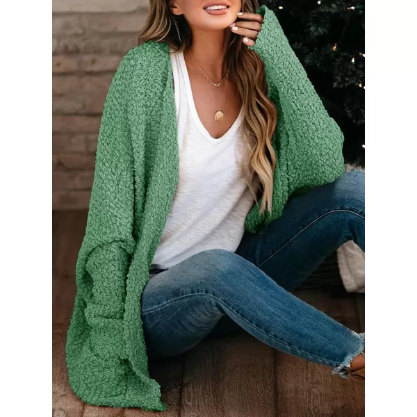 Saodimallsu Womens Chunky Popcorn Cardigan Oversized Open Front Boyfriend Batwing Long Sleeve Fuzzy Knit SweatersMint