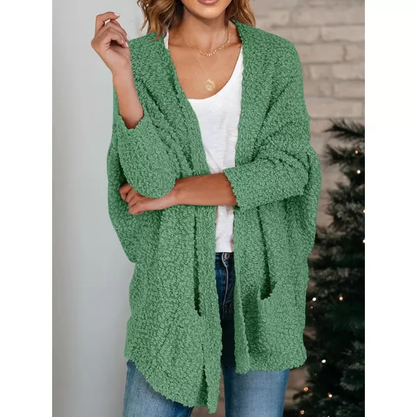 Saodimallsu Womens Chunky Popcorn Cardigan Oversized Open Front Boyfriend Batwing Long Sleeve Fuzzy Knit SweatersMint