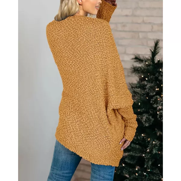 Saodimallsu Womens Chunky Popcorn Cardigan Oversized Open Front Boyfriend Batwing Long Sleeve Fuzzy Knit SweatersYellow