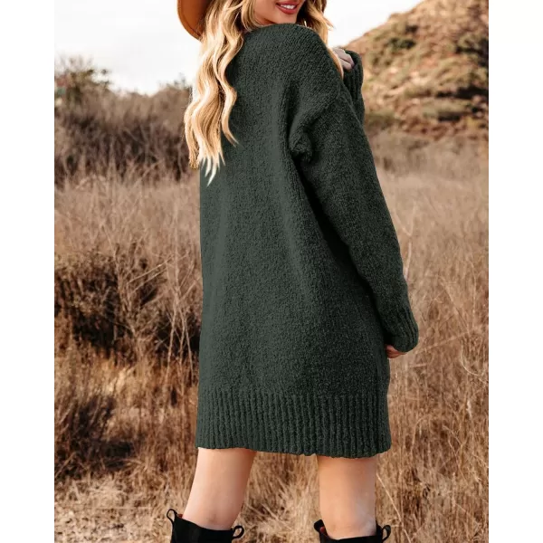 Saodimallsu Womens Chunky Popcorn Cardigan Oversized Open Front Boyfriend Batwing Long Sleeve Fuzzy Knit SweatersZ1armygreen