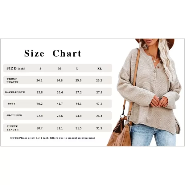 Saodimallsu Womens Oversized Sweaters Batwing Long Sleeve Loose V Neck Button Henley Tops Pullover Knit JumperAs Show