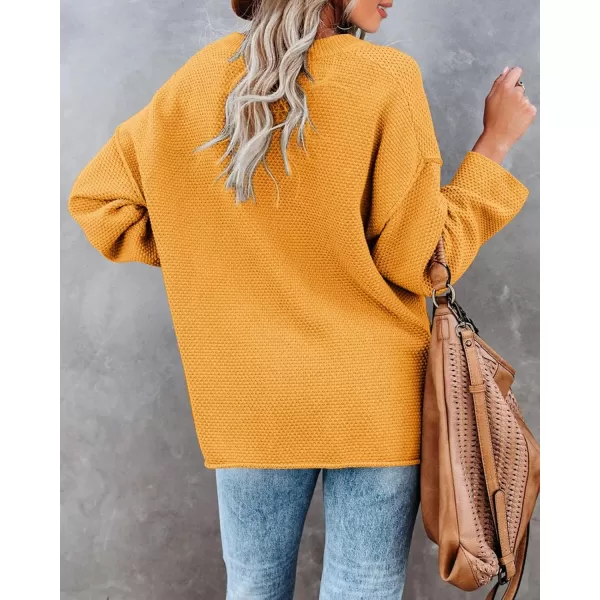 Saodimallsu Womens Oversized Sweaters Batwing Long Sleeve Loose V Neck Button Henley Tops Pullover Knit JumperYellow