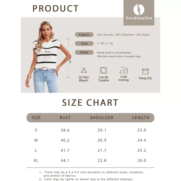 Saodimallsu Womens Cap Sleeve Tank Tops Striped Crew Neck Casual Loose Fit Spring Summer Pullover Knit Sweater VestBeige