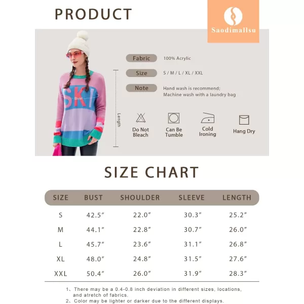 Saodimallsu Womens Color Block Oversized Sweater Ski Print Fall Trendy Crew Neck Long Sleeve Pullover Sweaters Knit TopsArmy Green