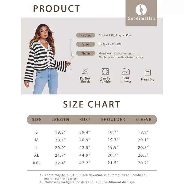 Saodimallsu Womens Striped Cardigan Sweaters Cropped Fall Button Open Front Long Sleeve Knit Sweater Coat with PocketsPink