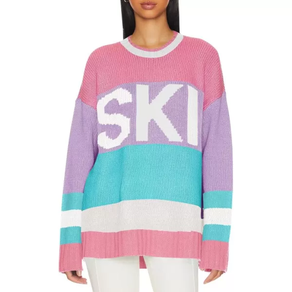 Saodimallsu Womens Color Block Oversized Sweater Ski Print Fall Trendy Crew Neck Long Sleeve Pullover Sweaters Knit TopsPurple