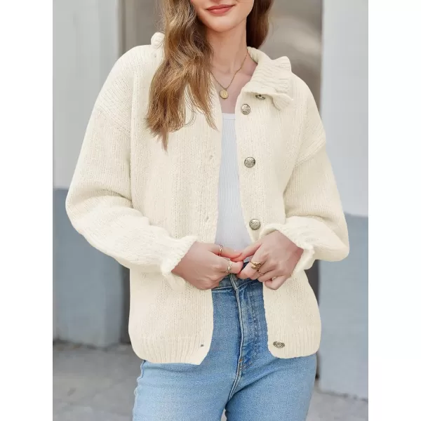 Saodimallsu Womens Ruffle Cardigan Oversized Button Up Fall Trendy Ribbed Knit Open Front Long Sleeve Loose Cute SweaterBeige