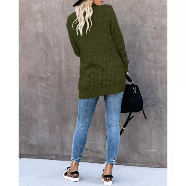 Saodimallsu Womens Loose Open Front Cardigan Long Sleeve Casual Lightweight Soft Knit Sweaters Coat with PocketsArmy Green