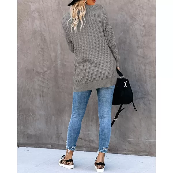 Saodimallsu Womens Loose Open Front Cardigan Long Sleeve Casual Lightweight Soft Knit Sweaters Coat with PocketsDark Gray