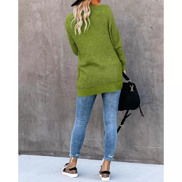 Saodimallsu Womens Loose Open Front Cardigan Long Sleeve Casual Lightweight Soft Knit Sweaters Coat with PocketsGreen