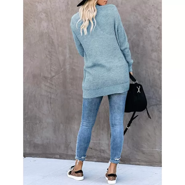 Saodimallsu Womens Loose Open Front Cardigan Long Sleeve Casual Lightweight Soft Knit Sweaters Coat with PocketsLight Blue