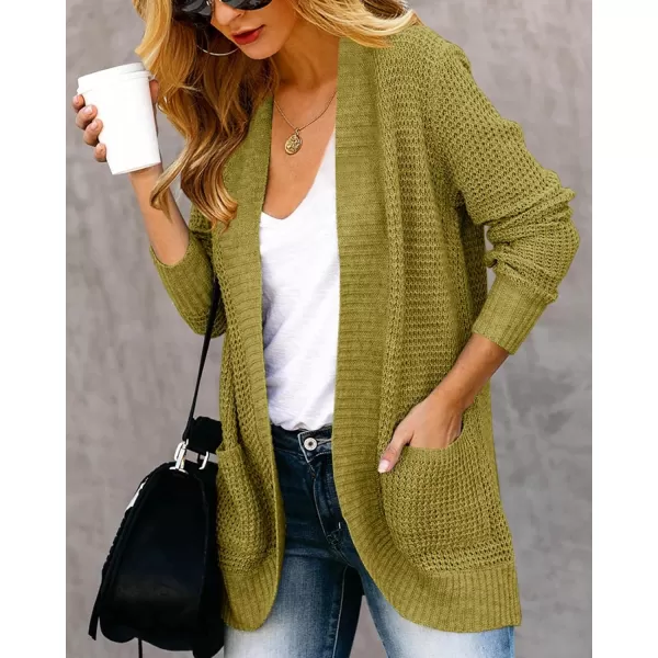 Saodimallsu Womens Loose Open Front Cardigan Long Sleeve Casual Lightweight Soft Knit Sweaters Coat with PocketsMustard