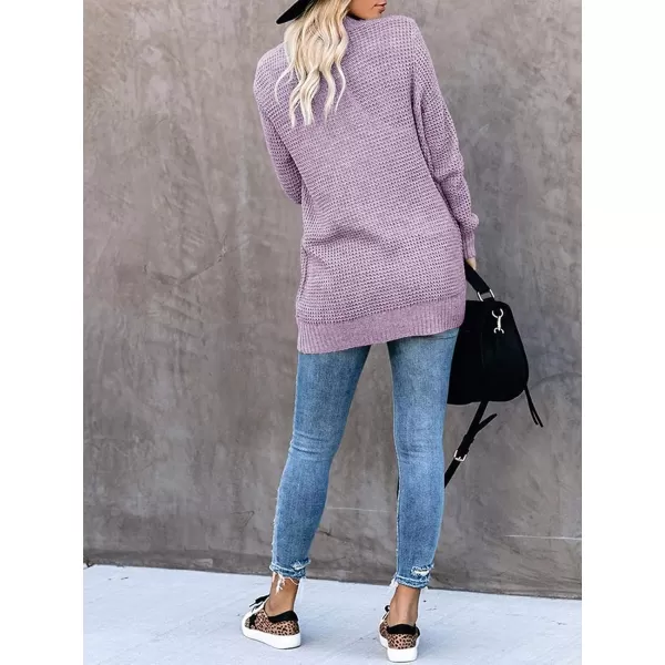 Saodimallsu Womens Loose Open Front Cardigan Long Sleeve Casual Lightweight Soft Knit Sweaters Coat with PocketsPurple