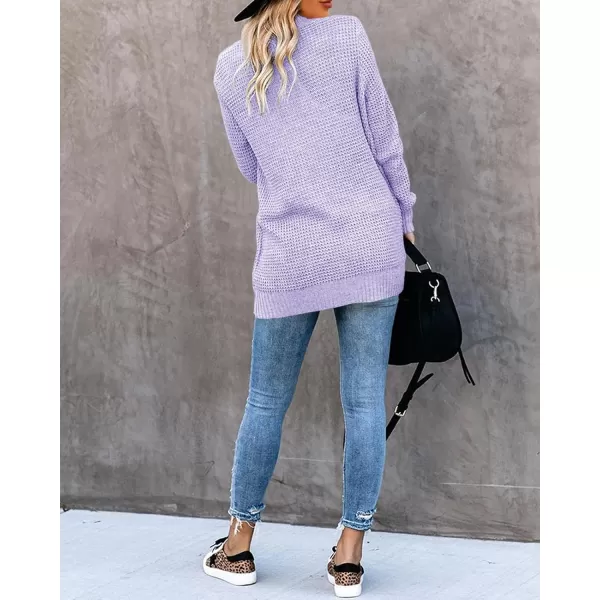 Saodimallsu Womens Loose Open Front Cardigan Long Sleeve Casual Lightweight Soft Knit Sweaters Coat with PocketsPurple