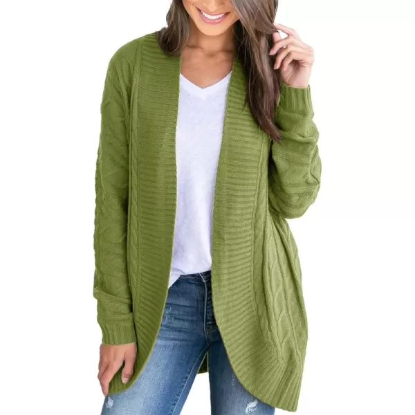 Saodimallsu Womens Loose Open Front Cardigan Long Sleeve Casual Lightweight Soft Knit Sweaters Coat with PocketsZ Cable Green