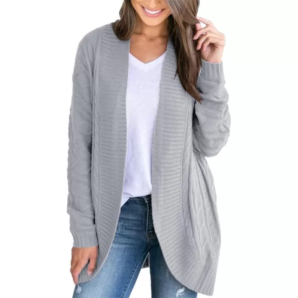 Saodimallsu Womens Loose Open Front Cardigan Long Sleeve Casual Lightweight Soft Knit Sweaters Coat with PocketsZ Cable Grey