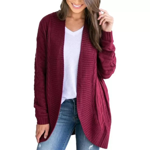 Saodimallsu Womens Loose Open Front Cardigan Long Sleeve Casual Lightweight Soft Knit Sweaters Coat with PocketsZ Cable Purple