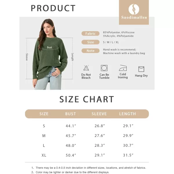 Saodimallsu Womens Oversized Sweater 2024 Fall Trendy Fuzzy Crew Neck Long Sleeve Casual Tunic SweatersApricot