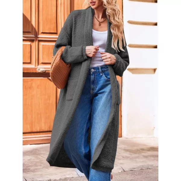 Saodimallsu Womens Open Front Long Cardigan Sweaters Oversized Chunky Fuzzy Lapel Fall 2024 Trendy Duster Sweater CoatsDark Grey