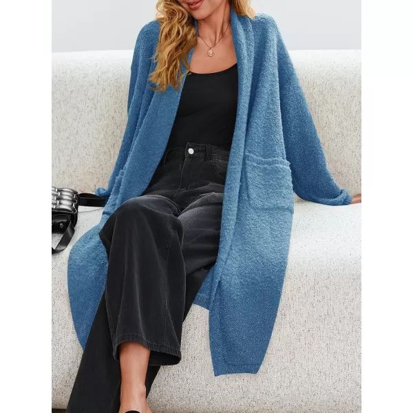 Saodimallsu Womens Open Front Long Cardigan Sweaters Oversized Chunky Fuzzy Lapel Fall 2024 Trendy Duster Sweater CoatsNavy