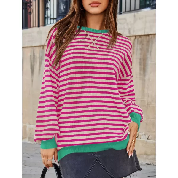 Saodimallsu Womens Striped Oversized Sweater Crewneck Long Sleeve Color Block Fall Sweaters Casual Soft Pullover SweatshirtBeige