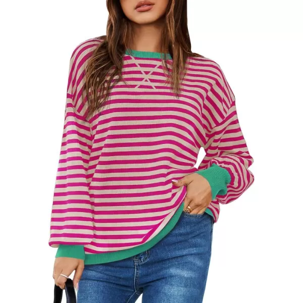 Saodimallsu Womens Striped Oversized Sweater Crewneck Long Sleeve Color Block Fall Sweaters Casual Soft Pullover SweatshirtBeige