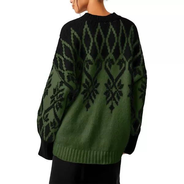 Saodimallsu Womens 2024 Fall Tunic Sweaters Trendy Chunky Knit Crew Neck Long Sleeve Oversized Pullover SweatersArmy Green