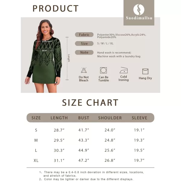 Saodimallsu Womens 2024 Fall Tunic Sweaters Trendy Chunky Knit Crew Neck Long Sleeve Oversized Pullover SweatersArmy Green