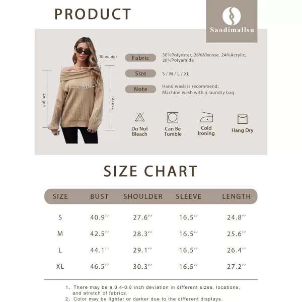 Saodimallsu Womens Off The Shoulder Sweater Top Oversized 2024 Fall Batwing Boat Neck Knit Sexy Casual PulloverBeige