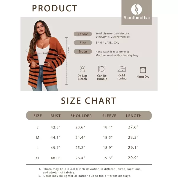 Saodimallsu Womens Oversized Striped Cardigans Open Front Chunky Knit Casual Loose Fit Long Sleeve Sweater CoatsBlack