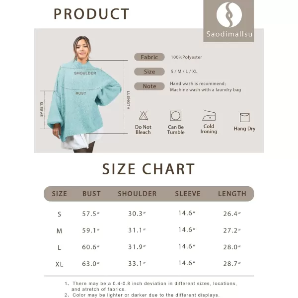 Saodimallsu Womens Oversized Sweaters Mock Neck Batwing Long Sleeve 2024 Fall Trendy Ribbed Knit Casual Tunic SweaterBlue