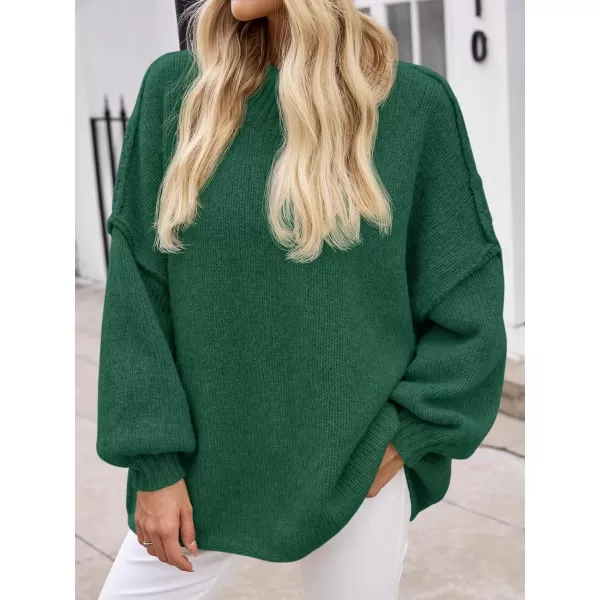 Saodimallsu Womens Oversized Sweaters Mock Neck Batwing Long Sleeve 2024 Fall Trendy Ribbed Knit Casual Tunic SweaterGreen