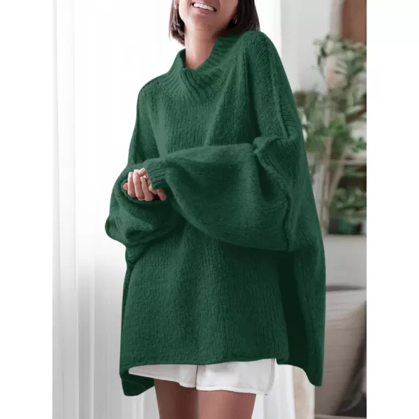 Saodimallsu Womens Oversized Sweaters Mock Neck Batwing Long Sleeve 2024 Fall Trendy Ribbed Knit Casual Tunic SweaterGreen