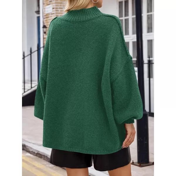 Saodimallsu Womens Oversized Sweaters Mock Neck Batwing Long Sleeve 2024 Fall Trendy Ribbed Knit Casual Tunic SweaterGreen