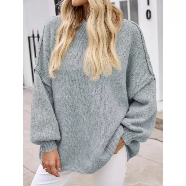 Saodimallsu Womens Oversized Sweaters Mock Neck Batwing Long Sleeve 2024 Fall Trendy Ribbed Knit Casual Tunic SweaterGrey