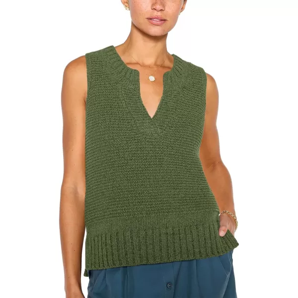 Saodimallsu Womens Sleeveless Sweater Vest Lightweight V Neck Summer Sweater Tank Tops Casual Knit Tunic Cami ShirtsArmy Green