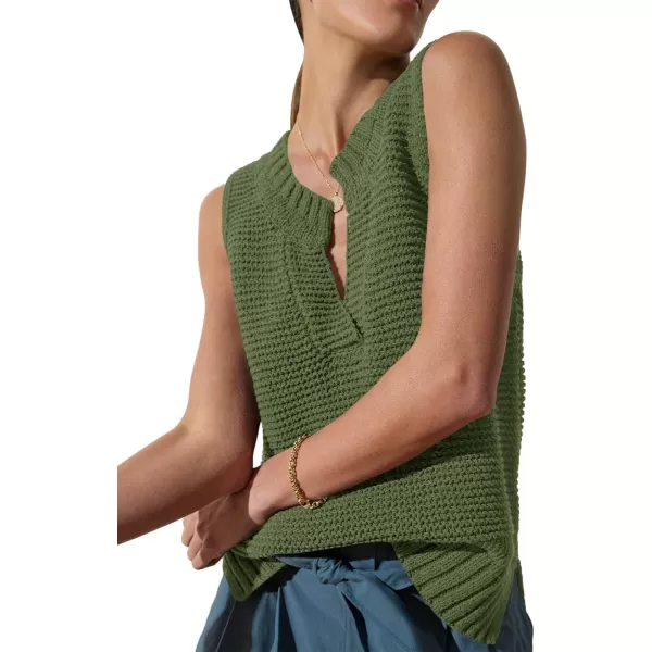 Saodimallsu Womens Sleeveless Sweater Vest Lightweight V Neck Summer Sweater Tank Tops Casual Knit Tunic Cami ShirtsArmy Green