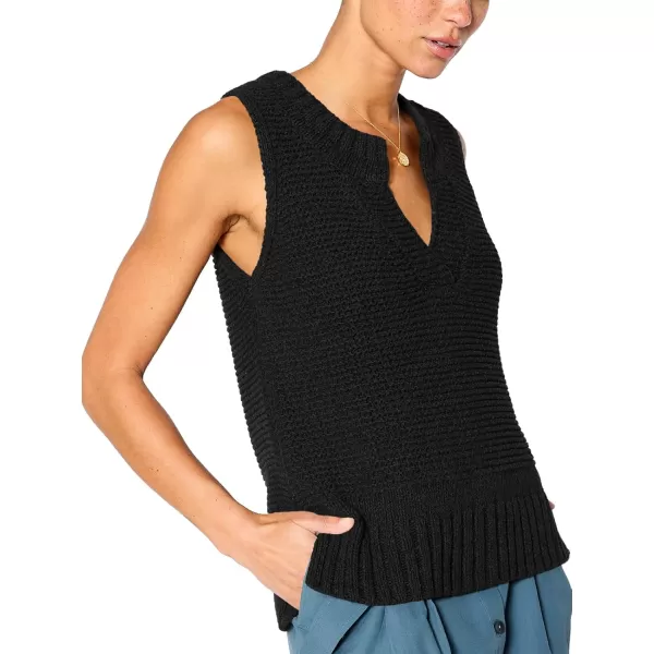 Saodimallsu Womens Sleeveless Sweater Vest Lightweight V Neck Summer Sweater Tank Tops Casual Knit Tunic Cami ShirtsBlack