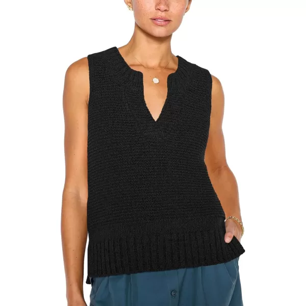 Saodimallsu Womens Sleeveless Sweater Vest Lightweight V Neck Summer Sweater Tank Tops Casual Knit Tunic Cami ShirtsBlack