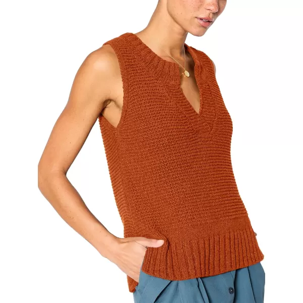 Saodimallsu Womens Sleeveless Sweater Vest Lightweight V Neck Summer Sweater Tank Tops Casual Knit Tunic Cami ShirtsBrick Red