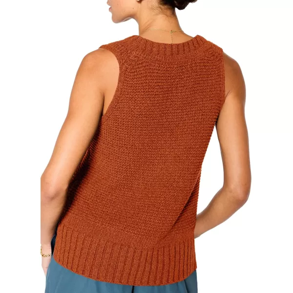 Saodimallsu Womens Sleeveless Sweater Vest Lightweight V Neck Summer Sweater Tank Tops Casual Knit Tunic Cami ShirtsBrick Red