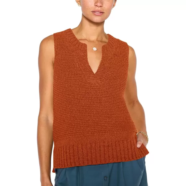 Saodimallsu Womens Sleeveless Sweater Vest Lightweight V Neck Summer Sweater Tank Tops Casual Knit Tunic Cami ShirtsBrick Red