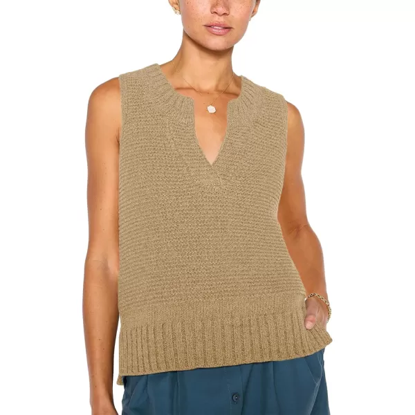 Saodimallsu Womens Sleeveless Sweater Vest Lightweight V Neck Summer Sweater Tank Tops Casual Knit Tunic Cami ShirtsCamel