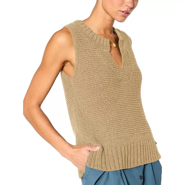 Saodimallsu Womens Sleeveless Sweater Vest Lightweight V Neck Summer Sweater Tank Tops Casual Knit Tunic Cami ShirtsCamel