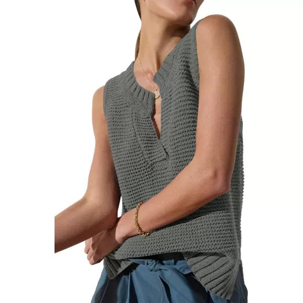 Saodimallsu Womens Sleeveless Sweater Vest Lightweight V Neck Summer Sweater Tank Tops Casual Knit Tunic Cami ShirtsGrey