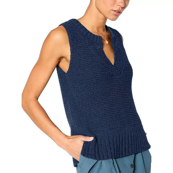 Saodimallsu Womens Sleeveless Sweater Vest Lightweight V Neck Summer Sweater Tank Tops Casual Knit Tunic Cami ShirtsNavy