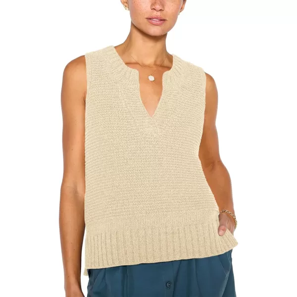 Saodimallsu Womens Sleeveless Sweater Vest Lightweight V Neck Summer Sweater Tank Tops Casual Knit Tunic Cami ShirtsOffwhite